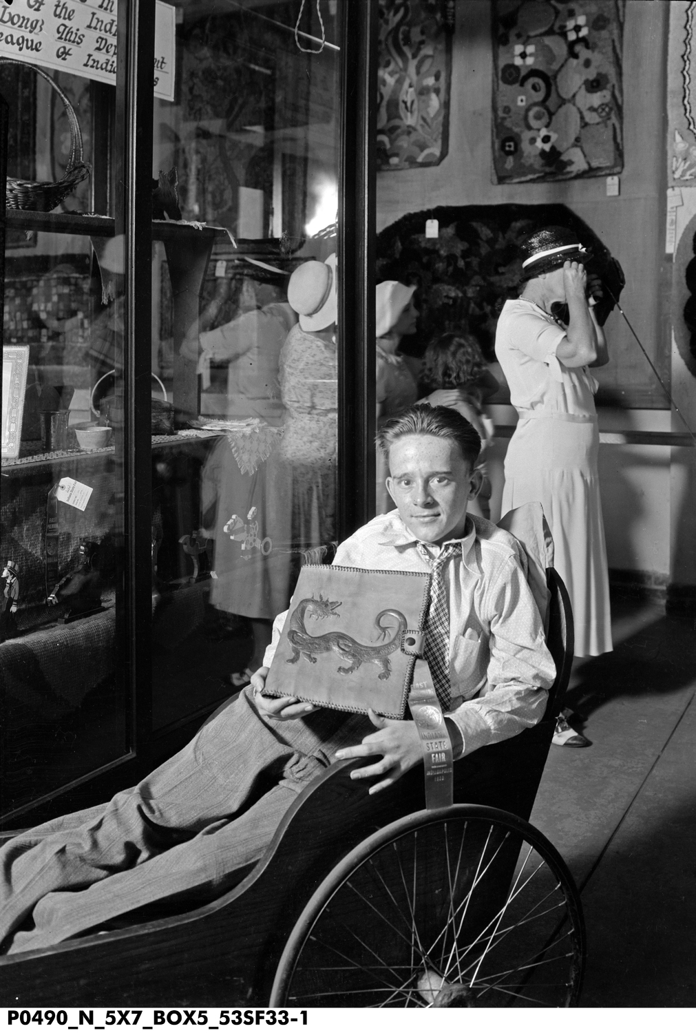 Theodore Helping and His Leather Portfolio at the 1933 Indiana State Fair