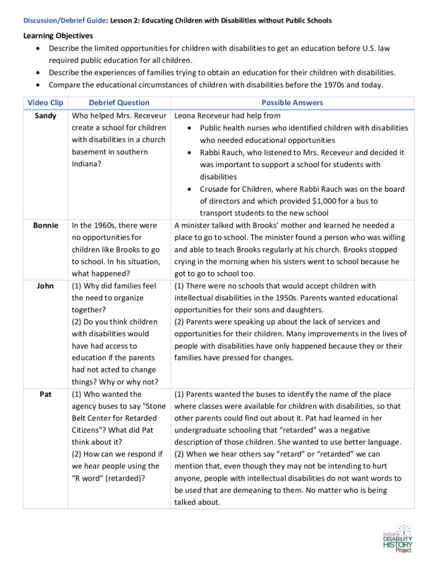 Educator Guide: Discussion/Debrief Lesson 2