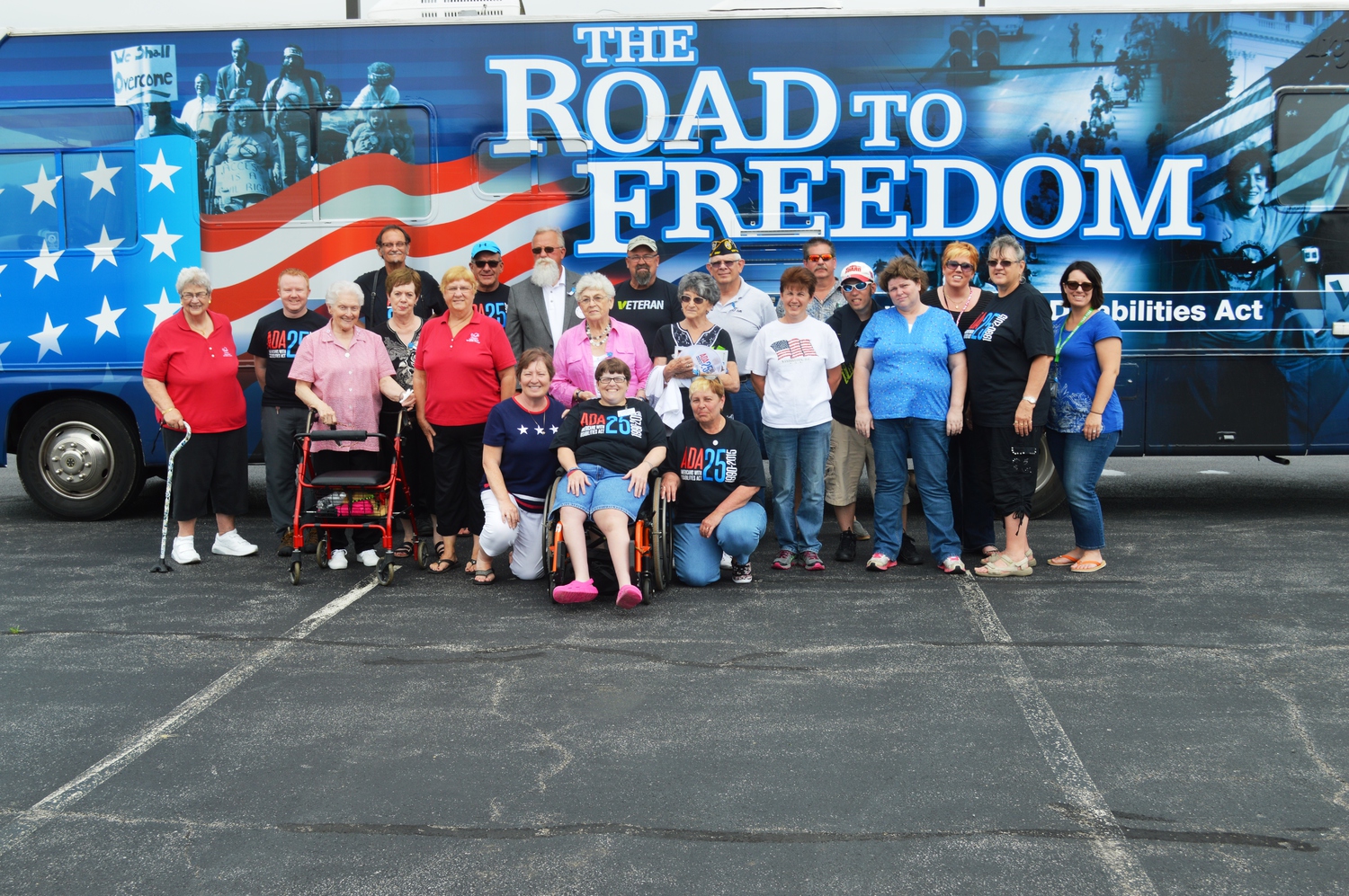 Monticello, Indiana Group with ADA at 25 Legacy Tour Bus