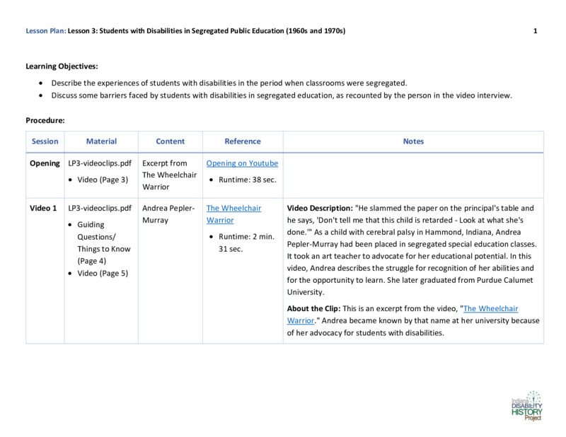 Educator Guide: Lesson Plan for Lesson 3