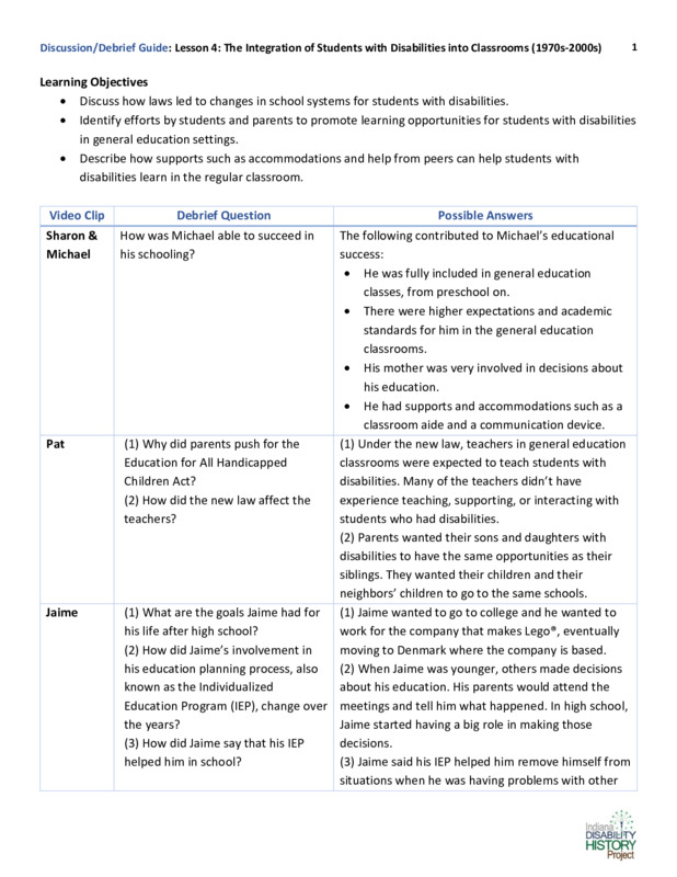 Educator Guide: Discussion/Debrief Lesson 4