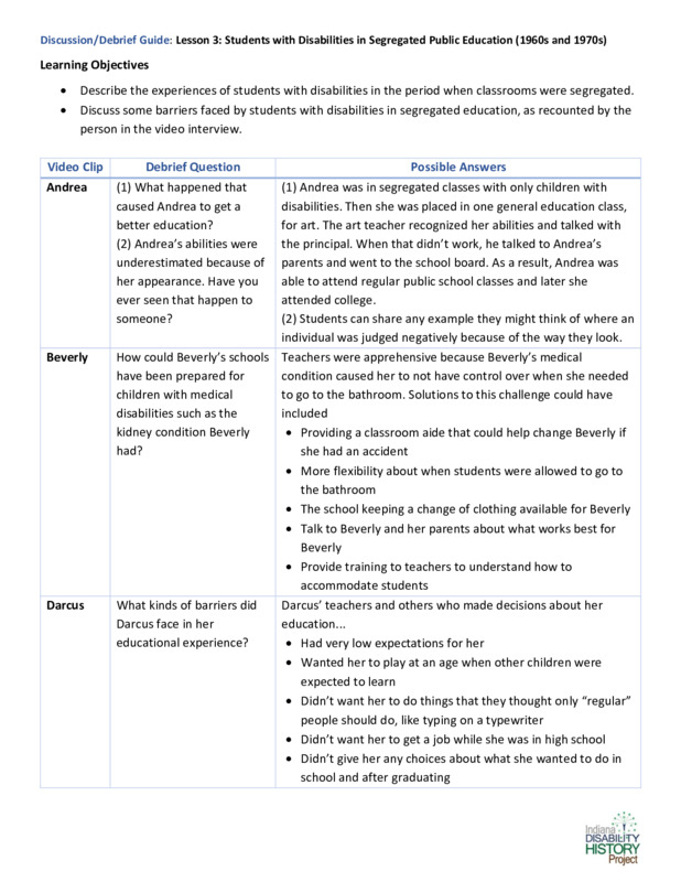 Educator Guide: Discussion/Debrief Lesson 3