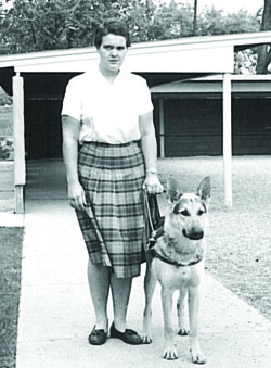 Pauline Ulrey and Leader Dog, Danny, 1963