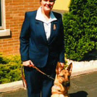 Pauline Ulrey and Leader Dog, Keller, 1986